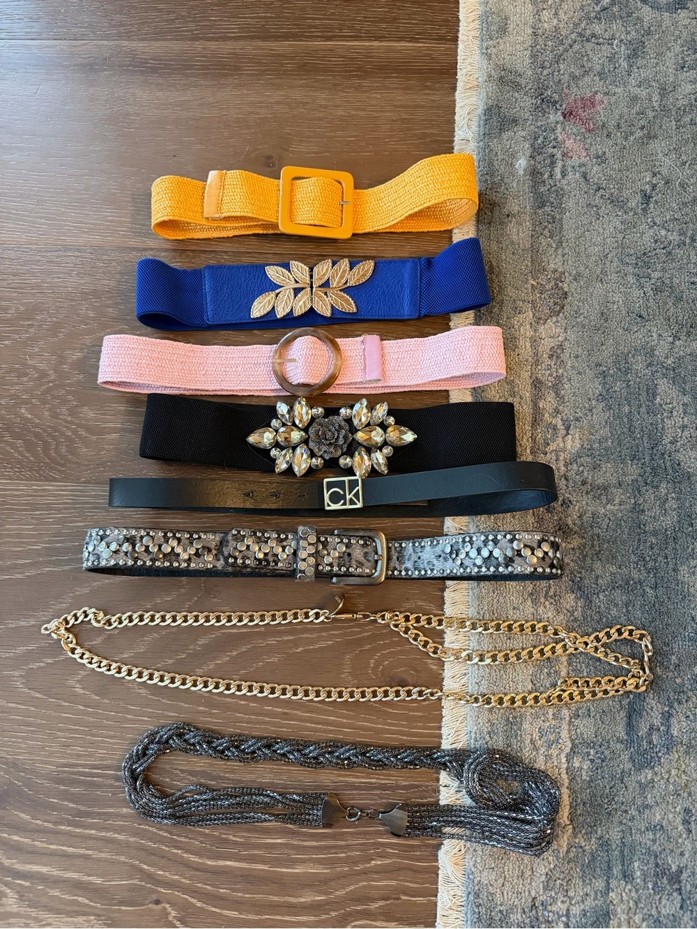 Assorted Women's Fashion Belts - Yellow, Blue, Pink, Black, Gold Chains